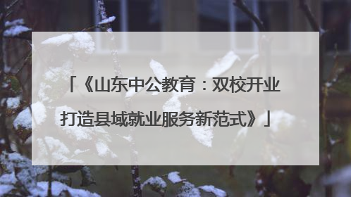 《山东中公教育：双校开业打造县域就业服务新范式》