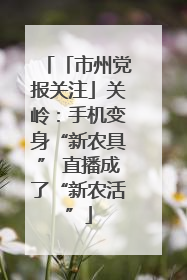 「市州党报关注」关岭：手机变身“新农具” 直播成了“新农活”