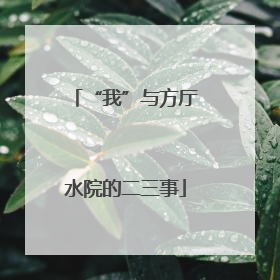 “我”与方厅水院的二三事
