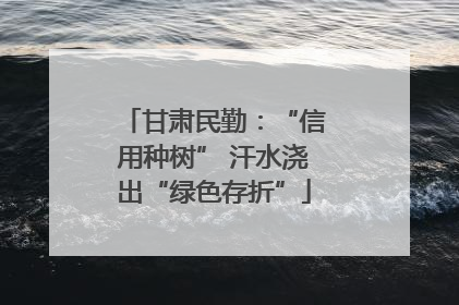 甘肃民勤：“信用种树” 汗水浇出“绿色存折”