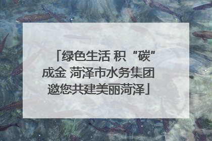 绿色生活 积“碳”成金 菏泽市水务集团邀您共建美丽菏泽