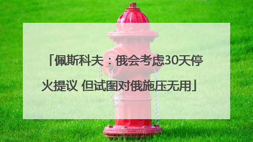 佩斯科夫：俄会考虑30天停火提议 但试图对俄施压无用