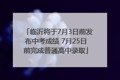临沂将于7月3日前发布中考成绩 7月25日前完成普通高中录取