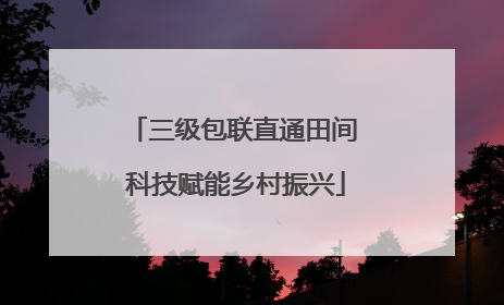 三级包联直通田间 科技赋能乡村振兴