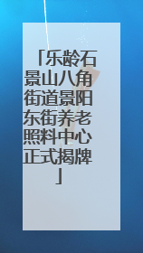 乐龄石景山八角街道景阳东街养老照料中心正式揭牌