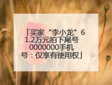 买家“李小龙”61.2万元拍下尾号0000000手机号：仅享有使用权