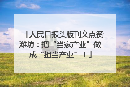 人民日报头版刊文点赞潍坊：把“当家产业”做成“担当产业”！