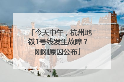 今天中午，杭州地铁1号线发生故障？刚刚原因公布