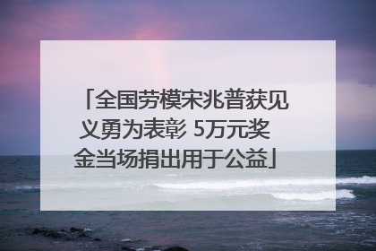全国劳模宋兆普获见义勇为表彰 5万元奖金当场捐出用于公益