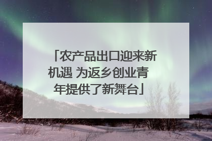 农产品出口迎来新机遇 为返乡创业青年提供了新舞台