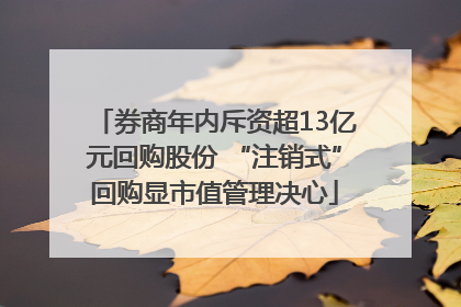 券商年内斥资超13亿元回购股份 “注销式”回购显市值管理决心