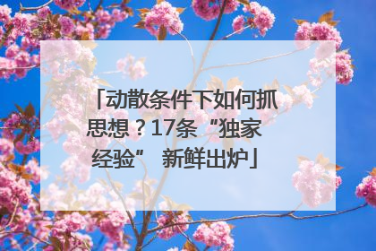 动散条件下如何抓思想？17条“独家经验” 新鲜出炉