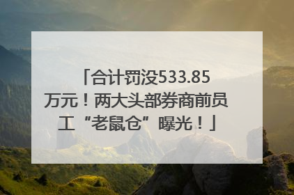 合计罚没533.85万元！两大头部券商前员工“老鼠仓”曝光！