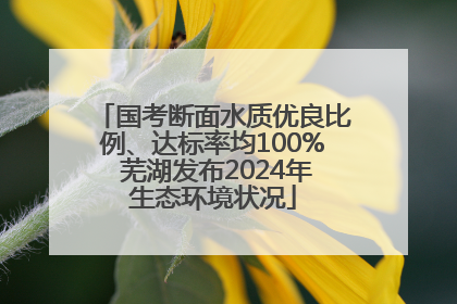 国考断面水质优良比例、达标率均100% 芜湖发布2024年生态环境状况