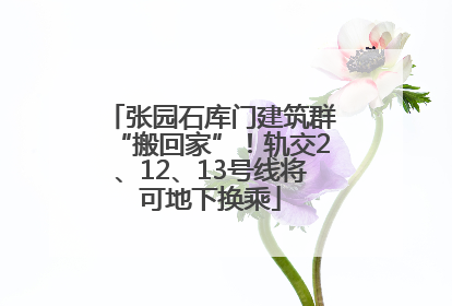 张园石库门建筑群“搬回家”！轨交2、12、13号线将可地下换乘