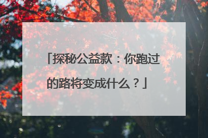 探秘公益款：你跑过的路将变成什么？