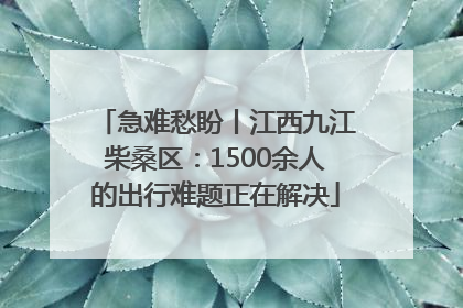急难愁盼丨江西九江柴桑区：1500余人的出行难题正在解决