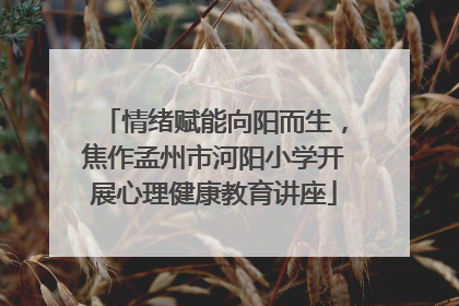 情绪赋能向阳而生，焦作孟州市河阳小学开展心理健康教育讲座