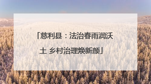 慈利县：法治春雨润沃土 乡村治理焕新颜