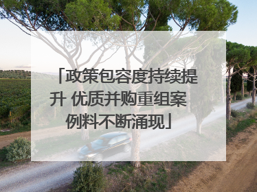 政策包容度持续提升 优质并购重组案例料不断涌现