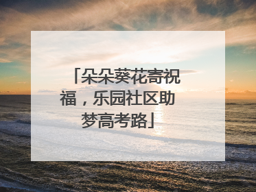 朵朵葵花寄祝福，乐园社区助梦高考路