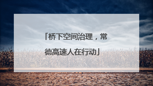 桥下空间治理，常德高速人在行动