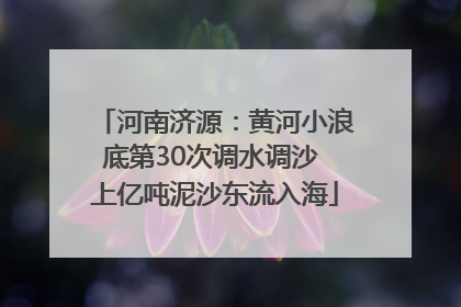河南济源：黄河小浪底第30次调水调沙 上亿吨泥沙东流入海