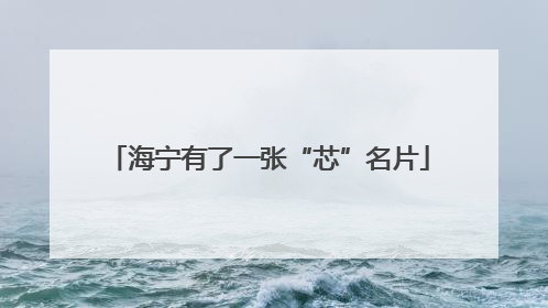 海宁有了一张“芯”名片