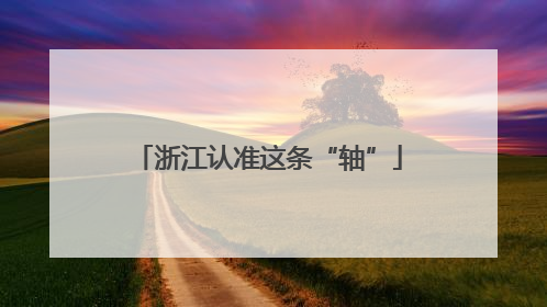 浙江认准这条“轴”