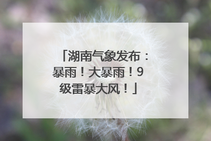 湖南气象发布：暴雨！大暴雨！9级雷暴大风！