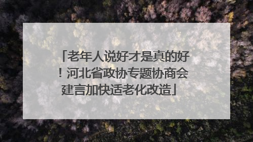 老年人说好才是真的好！河北省政协专题协商会建言加快适老化改造