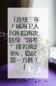 连续三年！威海卫人民医院再次跻身“国考”排名前20%，稳居第一方阵！