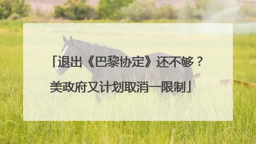 退出《巴黎协定》还不够？美政府又计划取消一限制