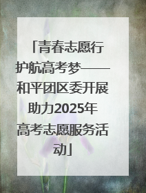青春志愿行 护航高考梦——和平团区委开展助力2025年高考志愿服务活动