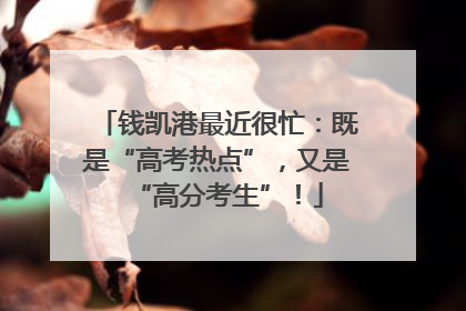 钱凯港最近很忙：既是“高考热点”，又是“高分考生”！