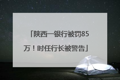 陕西一银行被罚85万！时任行长被警告