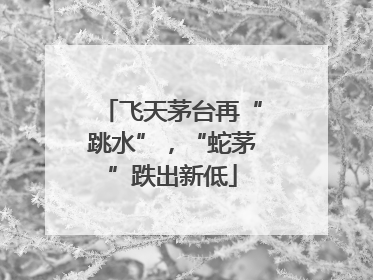 飞天茅台再“跳水”，“蛇茅”跌出新低