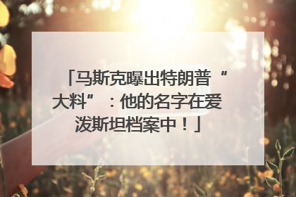 马斯克曝出特朗普“大料”：他的名字在爱泼斯坦档案中！