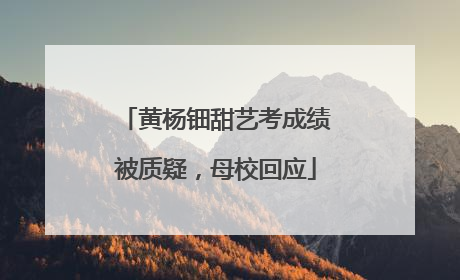 黄杨钿甜艺考成绩被质疑，母校回应