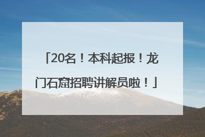 20名！本科起报！龙门石窟招聘讲解员啦！
