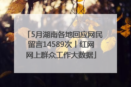 5月湖南各地回应网民留言14589次丨红网网上群众工作大数据