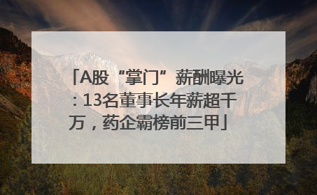 A股“掌门”薪酬曝光：13名董事长年薪超千万，药企霸榜前三甲